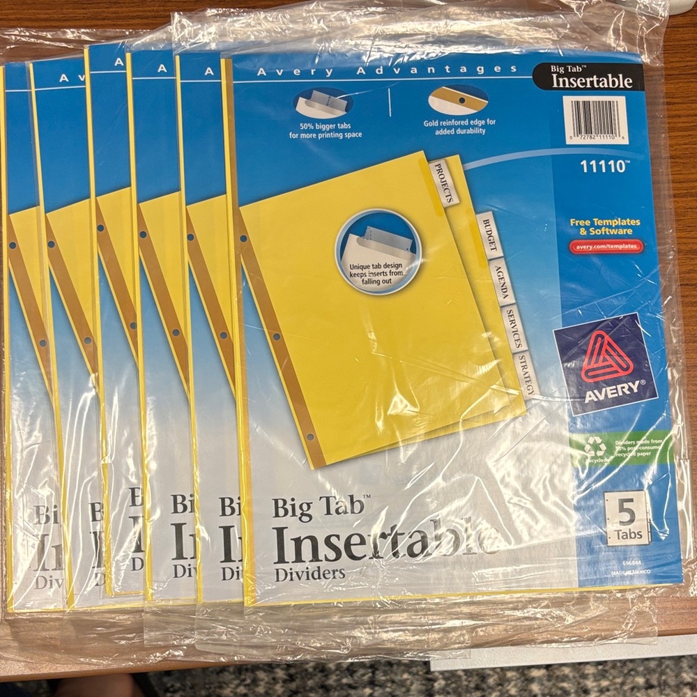 Avery Big Tab Insertable Dividers - Bright Yellow - 6 packages